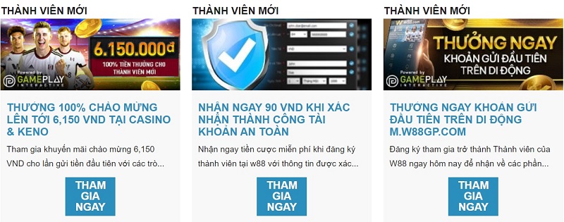 khuyến mãi đăng ký tài khoản w88